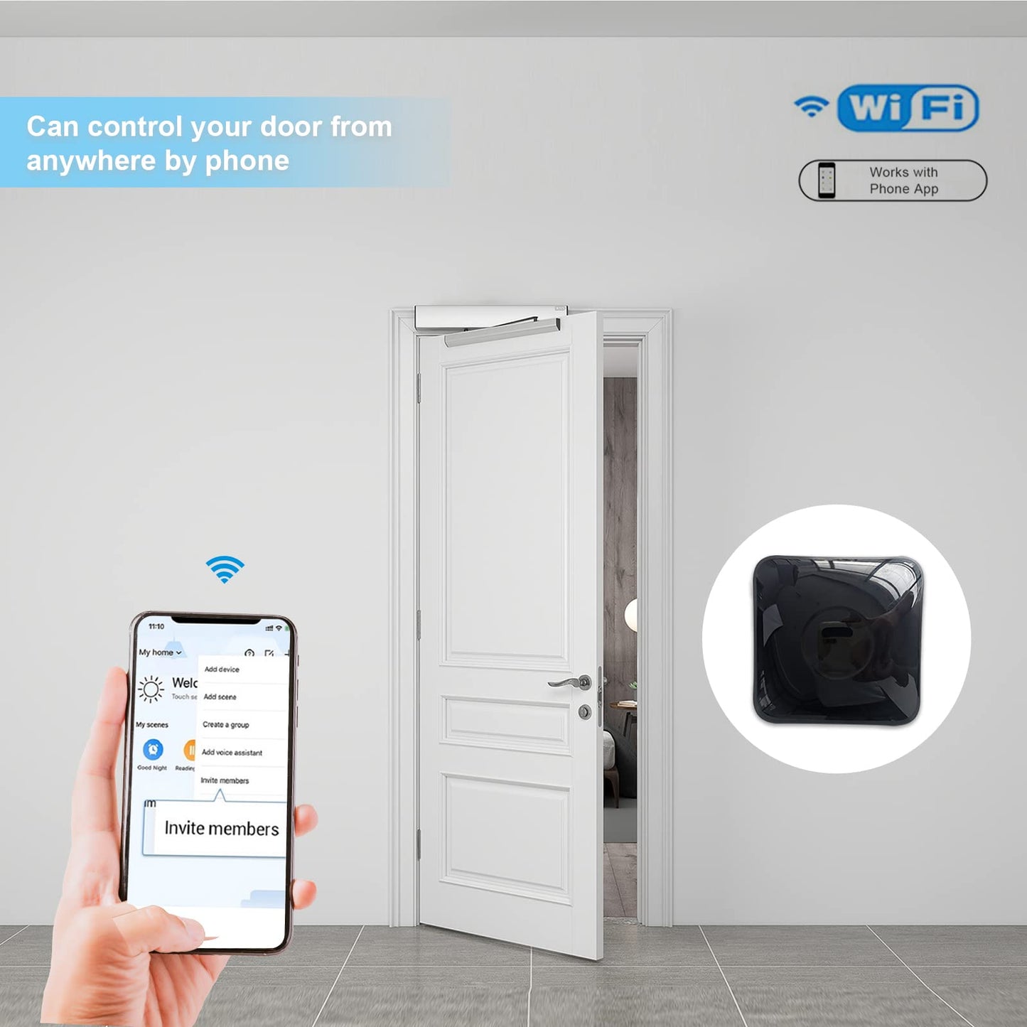 Olideauto WiFi Door Opener Automatic Push Button Activate with 1PCS WiFi Smart Controller,Phone App Control Remotely