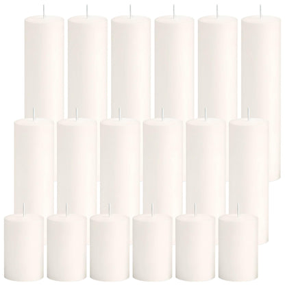 SDBALLBZ 18 Pcs Ivory Pillar Candles Bulk Set, 2x3” 2x6” 2x8” Paraffin Hurricane Candles, Unscented Dripless Smokeless, Long Burning for Party Wedding Events Home Decor