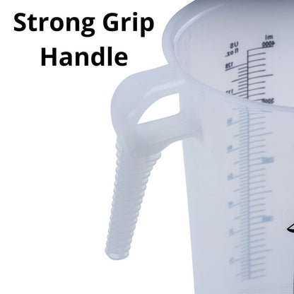 Half Gallon 64oz (2 quart) Measure Pitcher- Conversion Chart-Strong Food Grade - Resistant to Chemicals- Great for Lawn, Pool & Spa, Ag, Home Hobbies, Lye, Cooking, Shop Motor Oil Fluids Made In USA