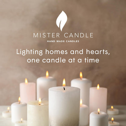 Mister Candle 4" x 4" White Pillar Candles Set of 2 – Unscented, Smokeless, Dripless Handmade Paraffin Wax Candles – Long 80 Hour Burn Time – Decorative Centerpiece & Home Decor Candle Set
