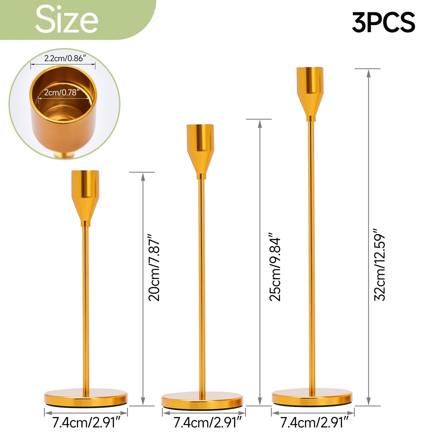 Candlestick Cone Candlestick, Aviation Aluminum Anodized, Retro Modern Decorative Centerpiece for Dining Table Decoration, Wedding Home Gifts, Parties (6, E-Golden)
