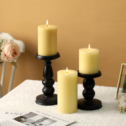 Ivory Pillar Candles Set of 3 - Hand-Poured Unscented Candles, 4", 5", 6" Smokeless Decorative Candles for Home, Set of 3 in Different Sizes