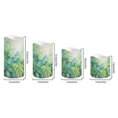 Ystardream Tropical Leaf Flameless Candles with Remote Battery Operated Candles Realistic LED Candles with Remote and Timer Set of 4 for Home Wedding Birthday Decorations
