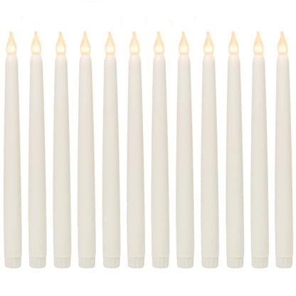 WYZworks 60 Pack, 11" LED Flameless Ivory Real Wax Taper Flickering Candles Lights, Battery Operated Candlesticks for Holiday Christmas Valentine Menorah Candelabra Home Wedding Window Décor