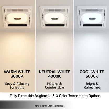 Plutoslove Bathroom Exhaust Fan with Bluetooth Speaker & Heater 1800W for Bathroom, 180 CFM, Quiet 1.0 Sone, 3CCT & Nightlight, 2 Heat Levels, 7 RGB Mode, Remote Control, Ceiling Mount, FCC Certified