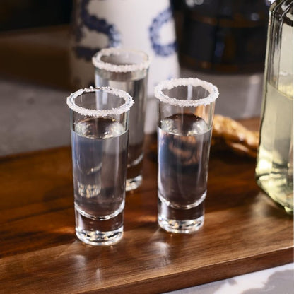 LEMONSODA Clear Shot Glass Set- (2oz) Crystal Shot Glasses - Sake, Tequila, Whiskey, Vodka, Gin - Great for Tastings, Gifts, Parties, Unique Pieces (Tall, Set of 12)