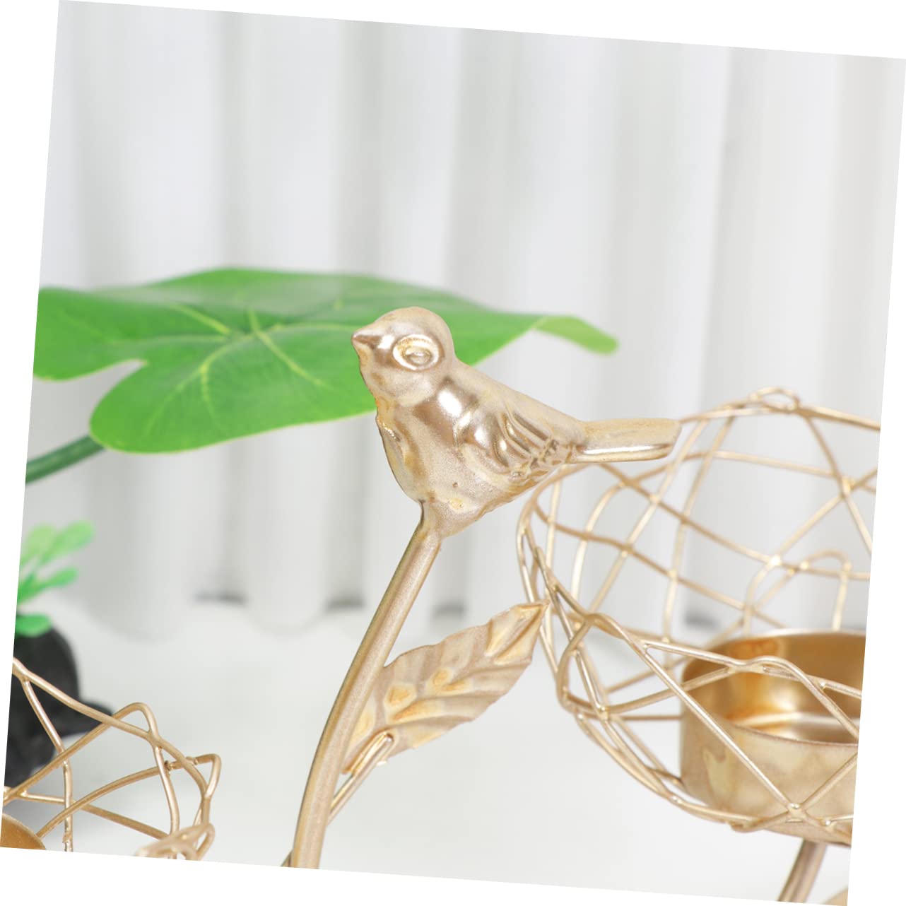 Hoement Iron Candle Holder Bird Branch Tray Candlestick Wedding Decor Decorative Candlesticks for Home