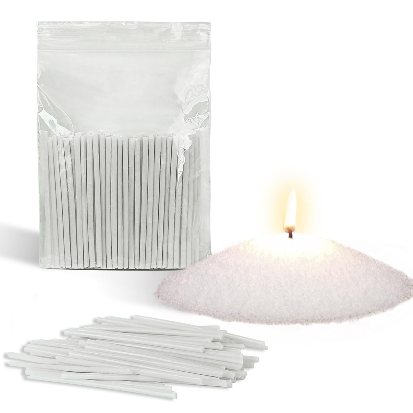 Pearled Candle Cotton Wicks 50-Pack for Sand Candles Making - 2Inch Metal-Free and Lead-Free Refill Sand Wax Wick for Candle Making DIY (White)