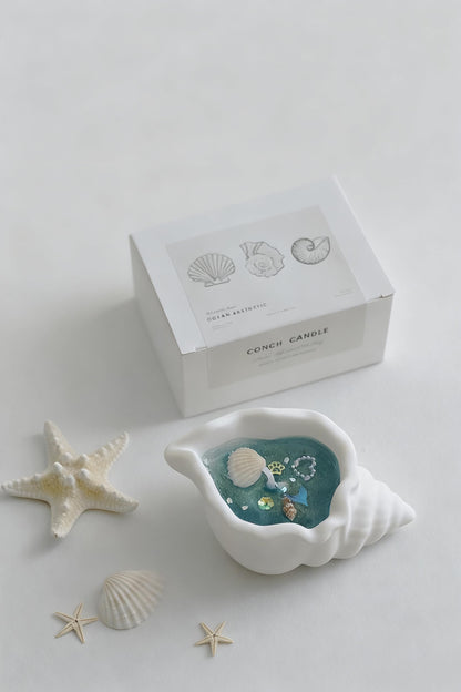 Seashell Aromatherapy Candle - Ocean-Scented Soy Wax Candle in Conch Shell Holder, Coastal Home Decor, Relaxing Beach Fragrance, Gift for Women/Men