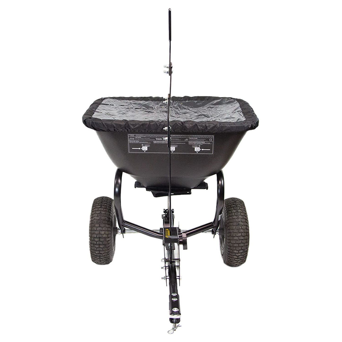 Brinly BS26BH-A Tow Behind Broadcast Spreader with Universal Hitch, 125 lb. - Deluxe Matte Black
