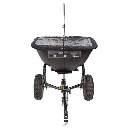 Brinly BS26BH-A Tow Behind Broadcast Spreader with Universal Hitch, 125 lb. - Deluxe Matte Black