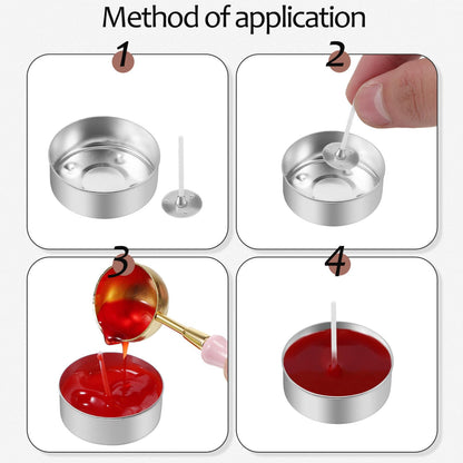 Operitacx 150 Pcs Aluminum Tea Light Cups & 150 Candle Wicks - Empty Metal Tins and Wax Containers for DIY Candle Making Supplies