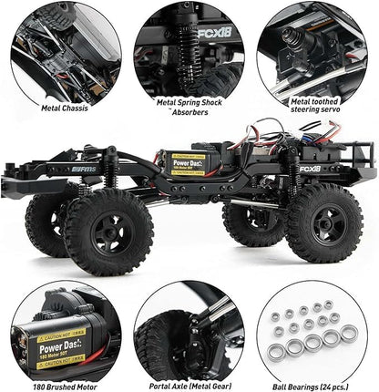 EAZYRC FMS Fcx18 1/18 Land Cruiser 80 Toyota RC Rock Crawler RTR 4x4 Off-Road Waterproof Hobby Grade RC Trucks All Terrains for Adults and Beginner(Yellow)