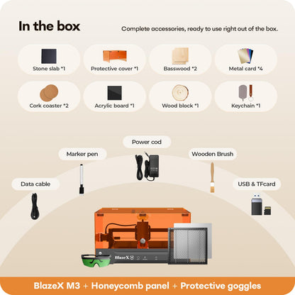 BlazeX M3 10W Laser Engraver Machine, 0.01mm Ultra-precision Laser Cutter and Engraver Machine for Wood Metal Glass Leather, Beginner-Friendly, with Enclosure Honeycomb Engraving Materials, Class 1