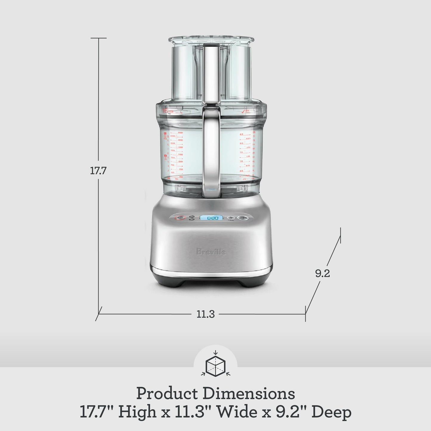 Breville BFP838 Paradice 16 Cup Food Processor and Dicer, Large, Brushed Stainless Steel
