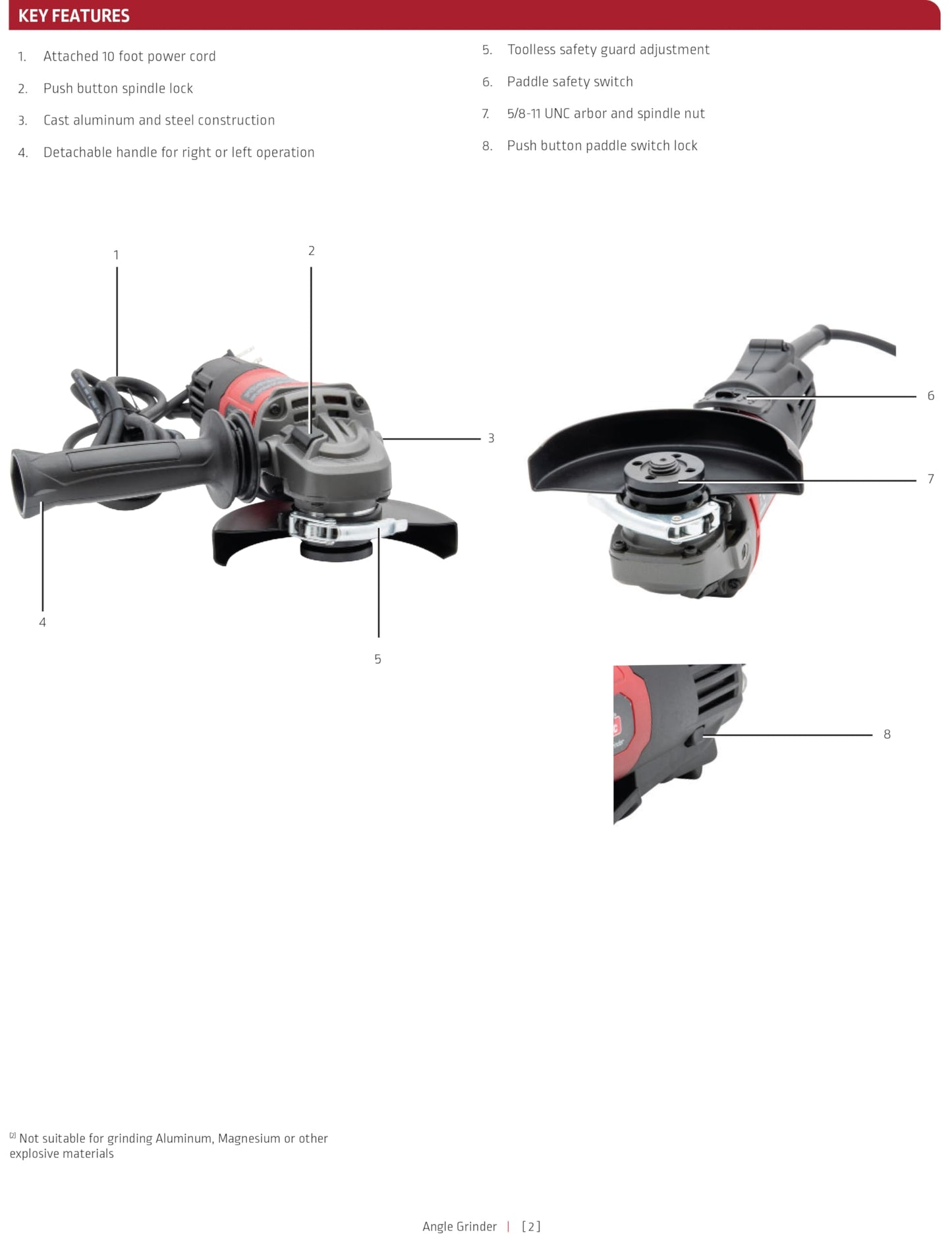 Lincoln Electric K5447-1 11 Amp 4.5in Angle Grinder with 10ft Power Cord