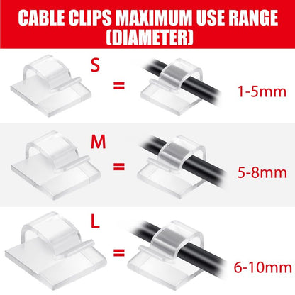 Blulu 100 Pcs Adhesive Cable Wire Clips, Outdoor Light Clips, Cord Management Wire Organizer Cord Holder for Holiday String Lights, Under Desk, Car, Wall, TV PC Ethernet Cable(Small,Clear)