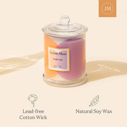 LA JOLIE MUSE Scented Candlse, Vanilla Cake Candle, Luxury Candle Gift, House Warming Gift for New Home, 70 Hours Burning Time