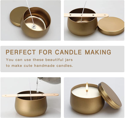 8oz Candle Tins 24 Pieces,Candle Jars Candle Containers with Lids, 8 oz, for Candles Making, Arts & Crafts, Storage, and Gifts (BLACK 12PCS+GOLD 12PCS)