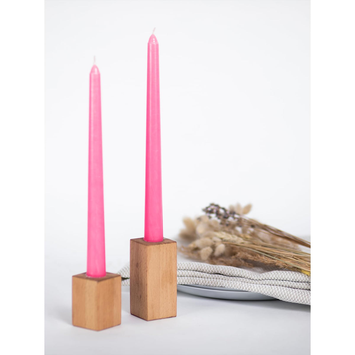 CANDWAX 12 inch Taper Candles Set of 4 - Dripless and Smokeless Candle Unscented - Slow Burning Candle Sticks - Pink Candles Taper