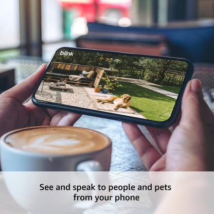 Blink Outdoor 4 – Wireless smart security camera, two-year battery life, 1080p HD day and infrared night live view, two-way talk. Sync Module Core included – 5 camera system