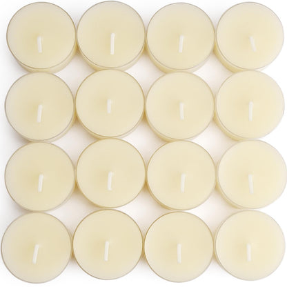 JONERAY 16 Packs Natural Beeswax Tealight Candles,4 Hour Extended Burn Time,Dripless & Smokeless Beeswax Candles (Ivory)