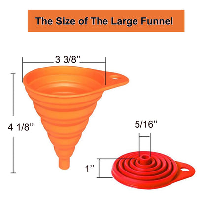 KongNai Silicone Funnel Set - Foldable & Collapsible Kitchen Gadgets | 6 Pack for Easy Liquid Transfer