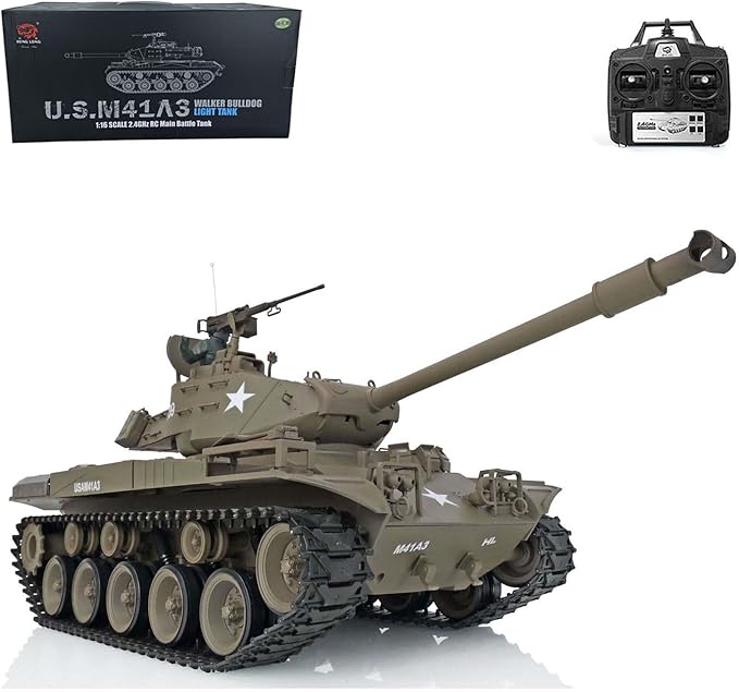 Heng Long US in Stock RTR RC Tank 2.4Ghz 1/16 Scale 7.0 Plastic Walker Bulldog IR Combat Model 3839 with Lifting Barrel Sound Light Smoking Generator 340 Rotating Turret Airsoft
