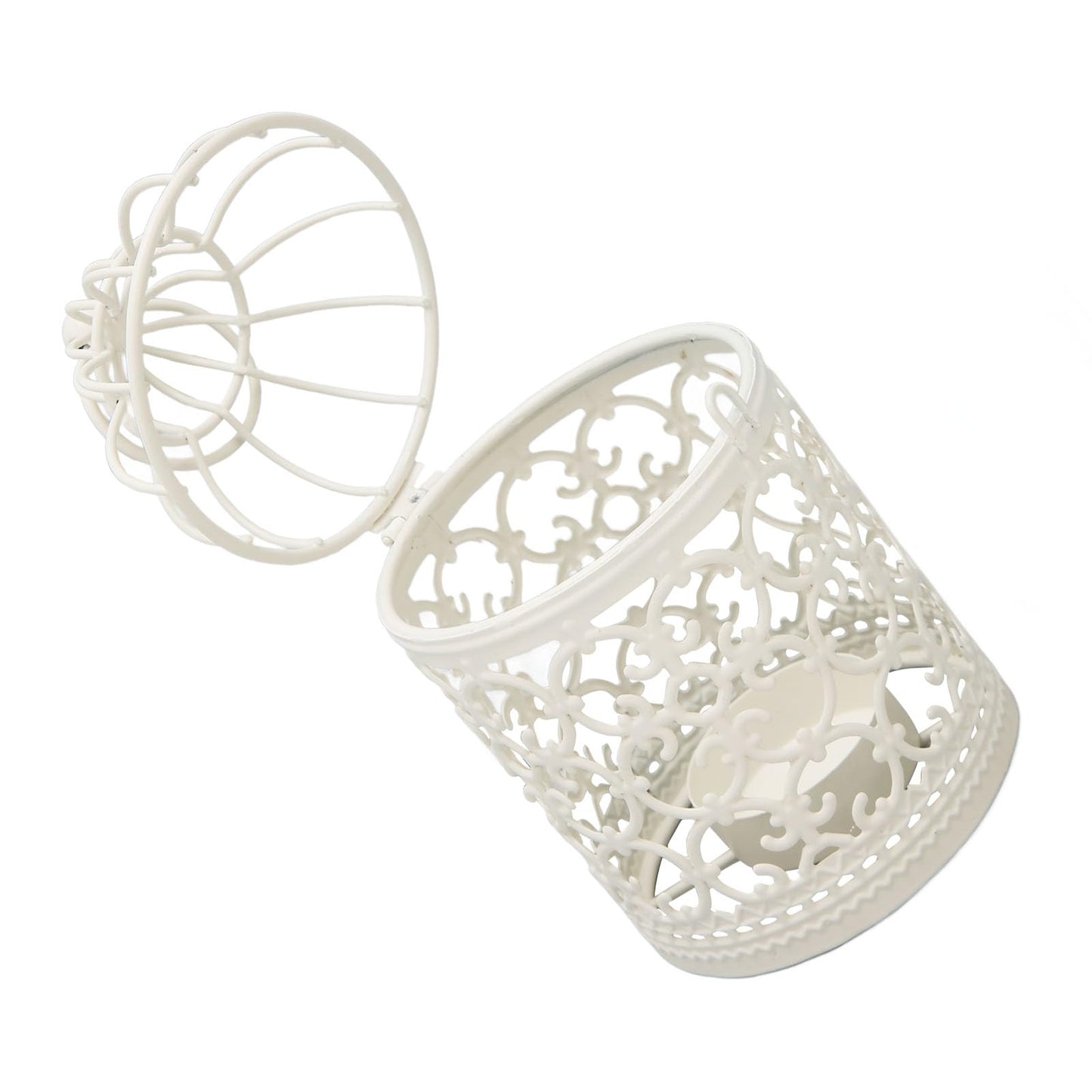 Tea Light Lantern Hollow Pattern Decorative Metal Bird Cage Candle Holder for Dining Table Wedding Party
