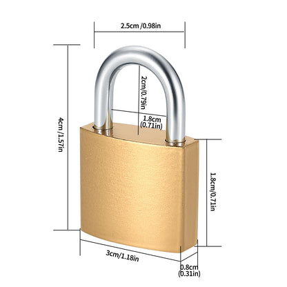 4 Pcs Small Keyed Padlocks with Keys, Pad Locks,Solid Brass Padlock with Key, Lockers Locks with Same Keys for Toolbox, Sheds, Storage Unit, Gym, Fence, Lockers Padlocks