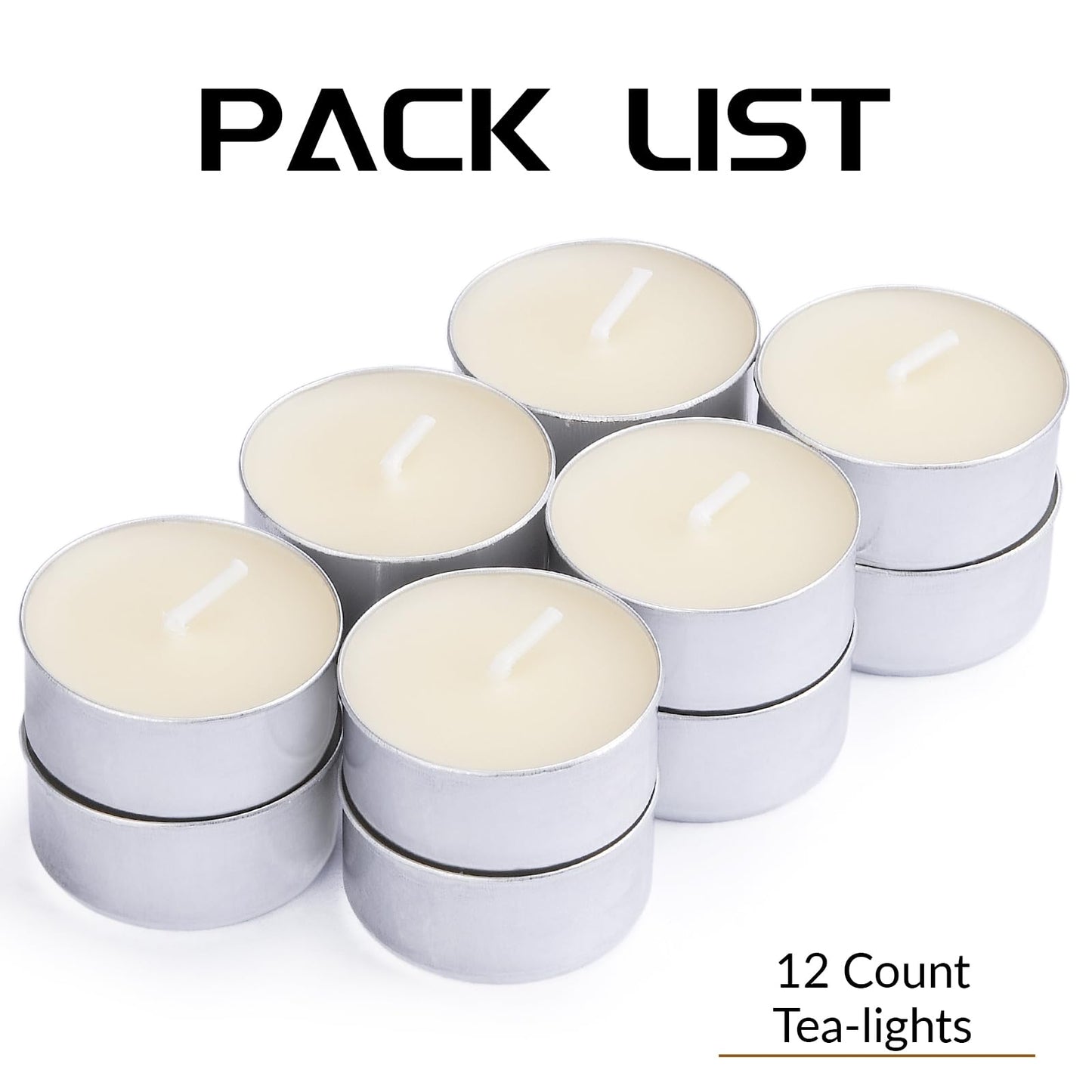 Natural Ivory White Beeswax Tealight Candles in Metal Aluminum Cup - Organic Small Candle Natural Scent Smokeless 4-5 Hours Burning - Pack of 12