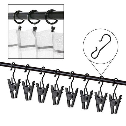 JANYUN 30 Pack Small Heavy-Duty Hook Clip Set Metal Curtain Hangers Clips for Clip Photo Home Decoration Art Craft Display - Black