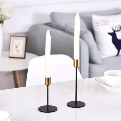 XILIN-1987 Candle Holderss Candlestick Holders Metal Candle Holder,Wrought Iron Taper Candle Holder, Set of 2 Premium Iron Candlestick Holders (Large + Small) Decorative Candlestick