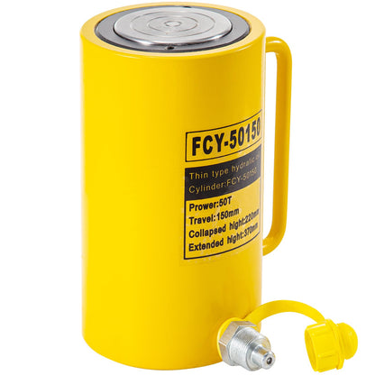 Mophorn 50T 6In Stroke Hydraulic Cylinder Jack Solid Single Acting Hydraulic Ram Cylinder 150mm Hydraulic Lifting Cylinders for Bending, straightening and Pulling on Trucks, Tractors and Heavy equipm