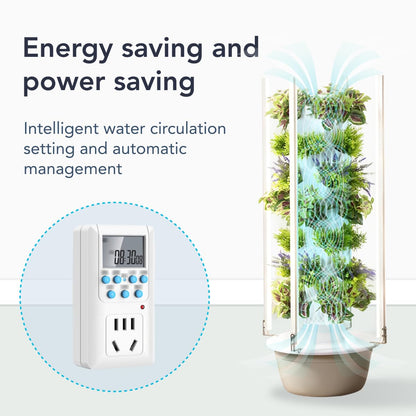 Flora Indoor Hydroponic Garden Tower with LED Grow Lights - Self-Watering Hydroponics System with Pump, Adapter, and Net Pots for Growing Herbs & Vegetables