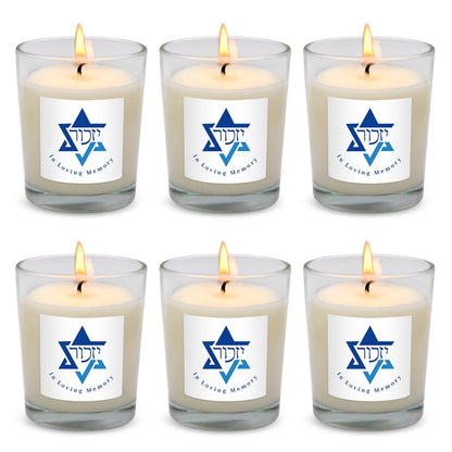 6 Pack White Yahrzeit Candles - Yahrzeit Memorial Candles, Memorial Bereavement Gifts for Loss of Loved One, Jewish Sympathy, Natural Soy Wax Hand Poured