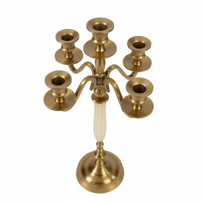 OssifragaBone 5 Candle Metal Golden Metal Candlestick Holder Wedding Event Candelabra Candle Stand for Wedding Dining Table Xmas Party Home Decor
