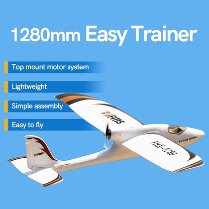 Fms Rc Plane for Adults Easy Trainer RC Airplane 4CH 1280mm (50.4) Wingspan Beginner Without Reflex RTF Ready to Fly (Included Transmitter/Receiver/Battery)