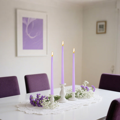 8 Pack 10 Inch Lavender Purple Taper Candles for Dinner Home Decor Wedding Shower