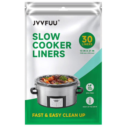 JVVFUU Slow Cooker Liners 3-8 Quart, Cooking Bags Large Size 13"x 21", Slow Cooker Bags Disposable Oval Large For Crock Pot (30)