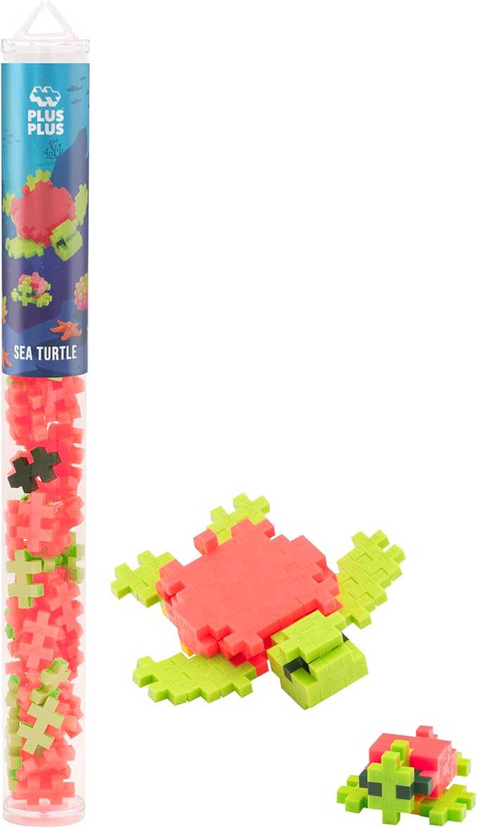 PLUS PLUS Building Block Playset Kit Themed Figures 3D Puzzle Fun Stem Toys for Kids 350 Mini Interlocking Pieces - 5 Tube Bundle Ocean
