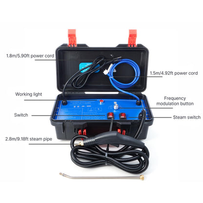 1700W High Pressure Steam Cleaner, Handheld Tankless Steamer with Hot & Cold Water Modes for Home & Auto Detailing - Cleans Tile Grout, Kitchen Grease, Floor Gaps (US Plug-Blue)
