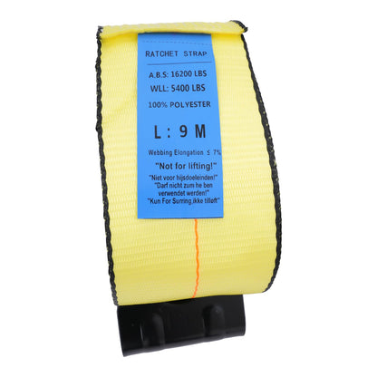 4 Pack Trailer Stake Pocket Winch & Winch Straps Kit, 4" x 30' Yellow Winch Strap with Flat Hook, Working Load Limit 5,400 LBS/Breaking Strength 16,200LBS for Flatbed Trailer, Black