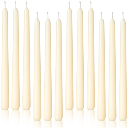 Viyffo Taper Candles, 10 Inch, 12 Pack, Ivory – Unscented, Dripless & Smokeless Design, Up to 8-Hour Burn – Tall Candlesticks for Wedding, Dinner & Home Decor