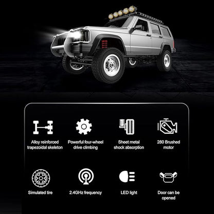 GoolRC RC Rock Crawler 1:12 Scale Remote Control Car 2.4Ghz 4WD Off Road RC Truck All Terrains Climbing Vehicle RC Car Gifts for Adults Include 3 Batteries (Silver)
