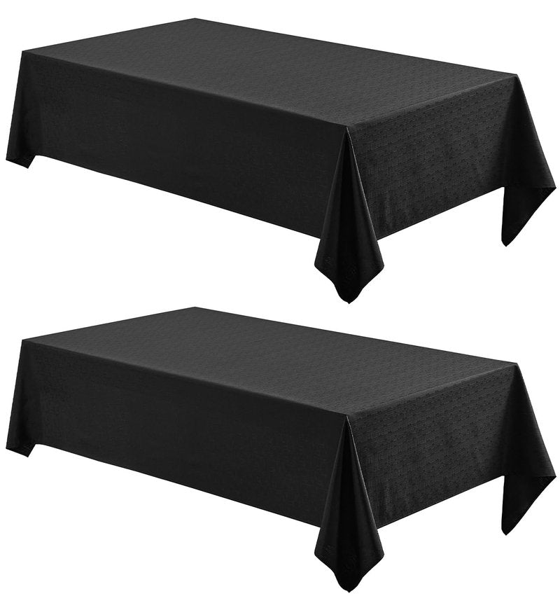 Veblandy 2 Pack Rectangle Tablecloth, 60x120 inch, Water Resistant Wrinkle Free Linen Textured Table Cloth Washable, Decorative Fabric Table Cover for Dining, Party and Camping, Black