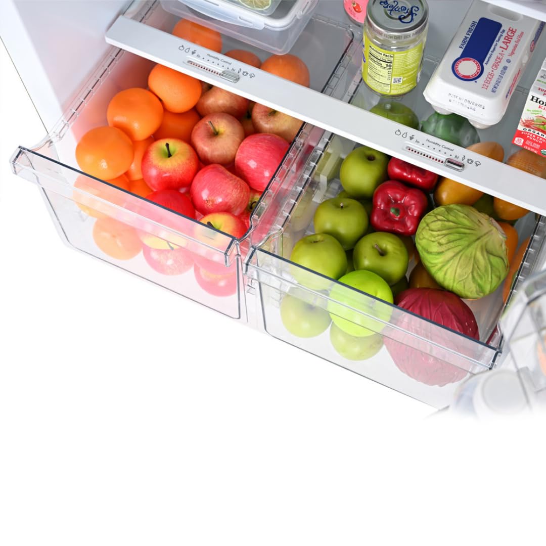 Kenmore 33 in. 20.5 cu. ft. Capacity Refrigerator/Freezer with Full-Width Adjustable Glass Shelving, Humidity Control Crispers, ENERGY STAR Certified, Black