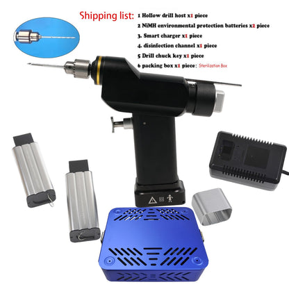 Caphstion Electric Cannulated Drill Micro Hollow Drill Machine Veterinary Mini Bone Orthopedic Tool, Sterilization Box
