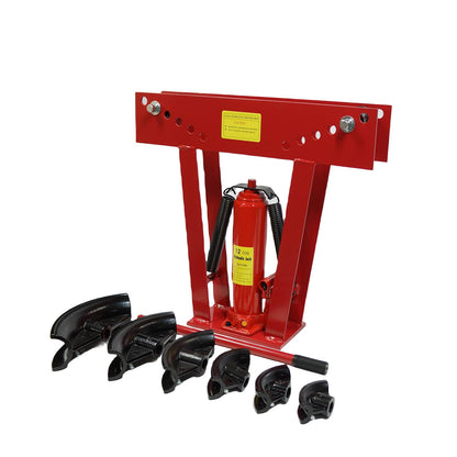 Garvee Tube and Pipe Bender, 12 T Hydraulic Pipe Bender Hand Pump Tube Tubing Exhaust Tube Bender Tool 6 Dies (1/2 in,3/4 in,1 in,1-1/4 in,1-1/2 in,2 in)