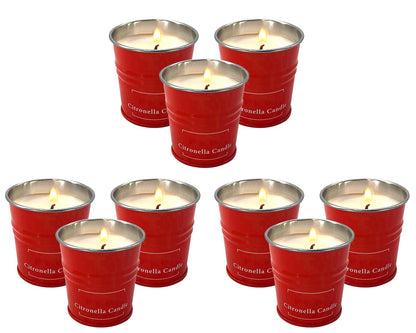 Enhanced Scents Outdoor Citronella Candles, 9 Pack, Red, Repel Scented Candles, Control, 100% Soy, for Patio, Outside, Outdoor Table Decor, Camping Accessories, Home Scented